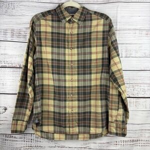 LL Bean Signature Slim Fit Button Up Long Sleeve Shirt Cotton S Yellow plaid